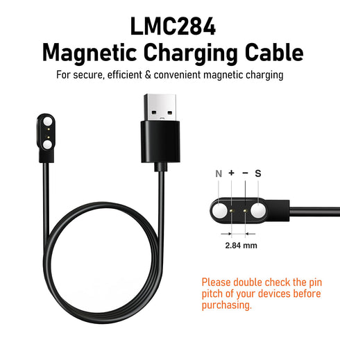 2-Pack Magnetic Charging Cables LMC284: Fast & Safe Charging for Open-Ear Bluetooth Headphones. USB Charger Cord for Bone Conduction Wireless Earp...