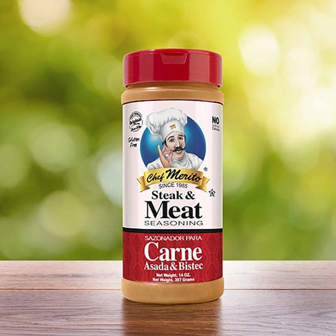 Chef Merito Steak & Meat Seasoning Powder Carne Asada & Bistec 14 oz, Pack of 2 | Chicken Nuggets, Thighs, Steak Seasoning, Grilled, Meat Seasonin...