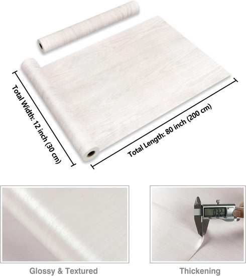 CRE8TIVE White Wood Peel and Stick Wallpaper Removable Light Wood Contact Paper for Countertops Waterproof Faux Wood Look Wallpaper Self Adhesive ...