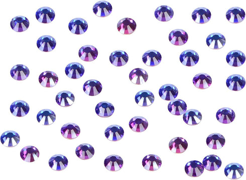 2880PCS Art Nail Rhinestones Non Hotfix Glue Fix Round Crystals Glass Flatback for DIY Jewelry Making with one Picking Pen (ss10 2880pcs, Purple V...