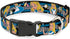 Buckle-Down Plastic Clip Collar - Alice in Wonderland Poses/Clock/Bottle Diamond/Stripe Black/White/Blues - 1" Wide - Fits 11-17" Neck - Medium...