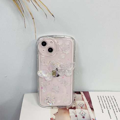 Fycyko Phone Case for iPhone 12 Clear Case Butterfly 3D Flower Aesthetic Luxury Crystal Colorful Sparkly Cute Women Girl for iPhone 12 Case Access...