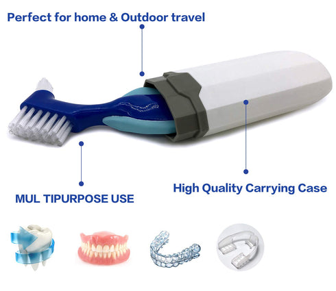 Denture Case,Denture Cups Bath, Toothbrush with hard denture, Dentures Container with Basket Denture Holder for Travel,Mouth Guard Night Gum Retai...