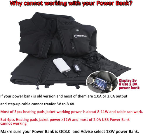 Heated Jacket Battery Step-Up Adapter Charger Cable for Heated Jackets, Heated Hoodies and Heated Vests (5v USB Transfer 8.4v, 12W)......