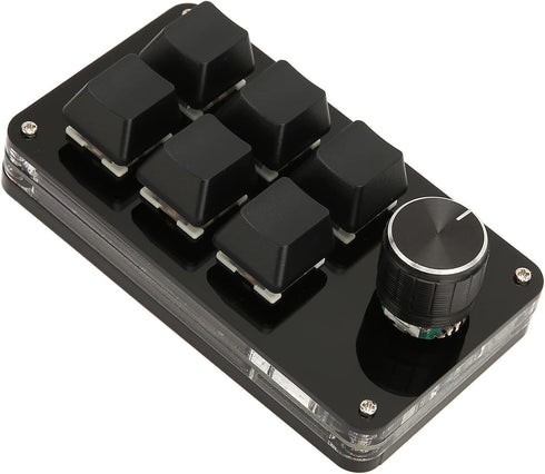 One Hand Macro Mechanical Keyboard, 6 Key Mini Keypad with Knob, DIY Programmable Keyboard for Gaming, Designers and Video Editors...