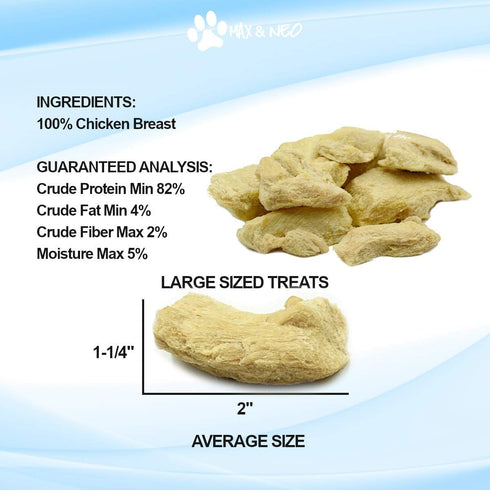 Max and Neo Freeze Dried Chicken Breast Dog Treats - Single Ingredient, Pasture Raised, Antibiotic Free, Human Grade Chicken Grown in The USA - We...