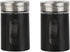Black Salt Pepper Shakers Retro Spice Jars Glass - Set of 2...