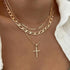 Cross Necklace for Women,Stackable Stacked Stacking Layering Layered Necklaces Dainty Gold Necklace Paperclip Box Flat Mariner Chain Necklace Cros...