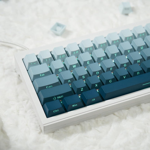 Blue Gradient Double Shot Keycap,PBT Side Printed Keycaps, Backlit Keycaps, Shine Through Keycaps, 136 Keys Cherry Profile Keycaps Set for Mechani...
