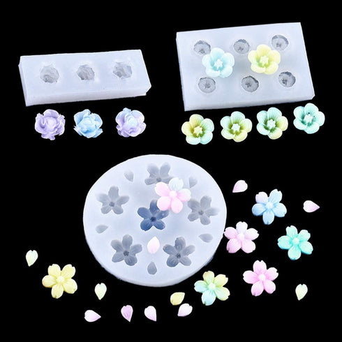 FineInno 3pcs Mini Flower Resin Mold,3D Rose Silicone Molds,Epoxy Casting Mould,DIY Crystal Craft,Necklace, Earring, Jewelry,Pendants Making Ornam...