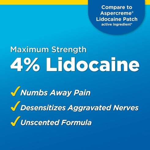 Amazon Basic Care Maximum Strength OTC Pain Relief , 4% Lidocaine Patch, 3.9” x 5.5”, 15-Count Box (Previously HealthWise)...