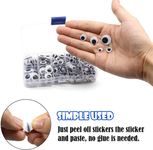 450Pcs Black Wiggle Googly Eyes with Self-Adhesive, 6mm 8mm 10 mm 12mm 15mm Mixed Packaging,3 Years and up...