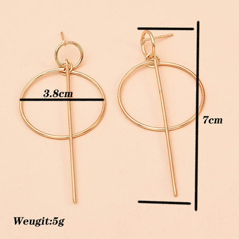 Boho Large Bar Hoop Earrings Gold Circle Stick Drop Earrings Vintage Geometric Circle Bar Dangle Earrings Big Round Circle Prom Earrings for Women...
