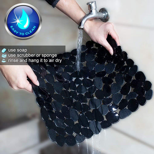 Yolife Pebble Sink Mats for Stainless Steel Sink, PVC Sink Saddle Protectors Kitchen Sink Mat for Porcelain Sink, Dishes and Glassware (Black,2 Pa...