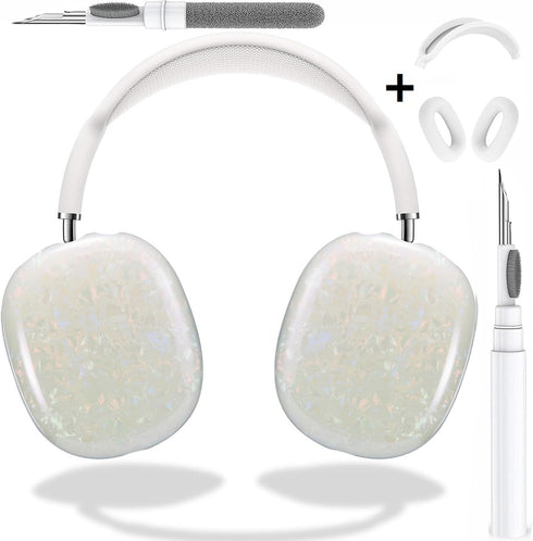 for Cute Glitter Airpods Max Case with Cleaner Kit, Anti-Scratch Shell Pattern Ear Pad Case Cover/Ear Cups Cover/Headband Cover for AirPods Max Co...