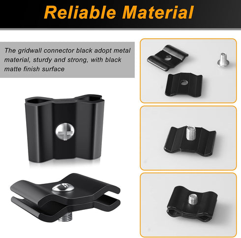18 Pcs Gridwall Joining Clips Black Wire Grid Panel Connector Grid Panel Joiner Connectors Grid Wall Clamps Grid Connectors for Wall Grid Panels (...