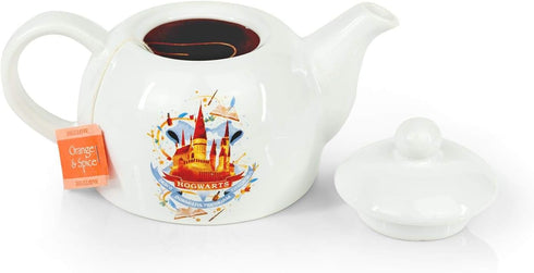 Original Cute Harry Potter Hogwarts Mini Porcelain 5oz Teapot Whimsical Colorful Castle Artwork Glossy White Glazed Ceramic Unique Thoughtful Magi...