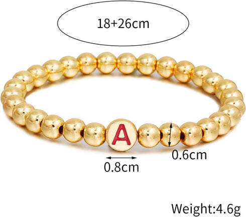 YBMYCM Letter Beaded Bracelets Initial Bracelets 14K Gold Plated Stretch Bracelets for Women Jewelry...