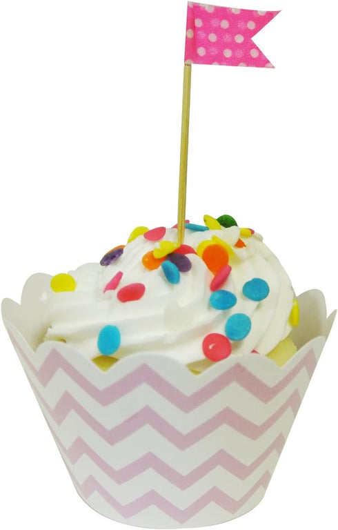 Wrapables Standard Size Chevron Cupcake Wrappers (Set of 20), Pink...