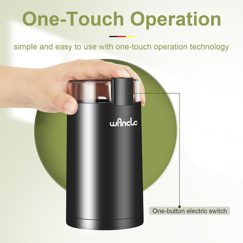 Coffee Grinder, Wancle Electric Coffee Grinder, Quiet Spice Grinder, One Touch Coffee Mill for Beans, Spices and More, with Clean Brush Black...