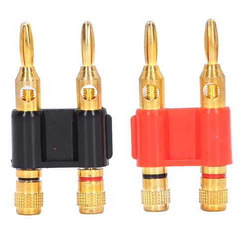 2Pcs Stackable Dual Banana Banana Plugs for Speaker Wire, Banana Connectors for Speaker Wire, Brass Banana Plug 2 Way Banana Connectors Male Plug ...
