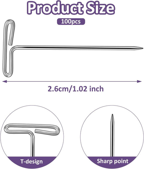 100 Pcs Wig Pins T Pins 1 Inch Jewelry T Pin T Shape Sewing Pins For Blocking Knitting Stainless Steel Wig T Pins Wig Straight Pins With A Storage...