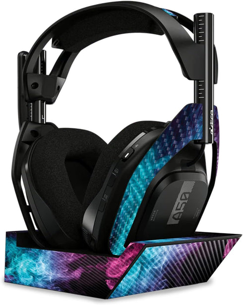 MightySkins Carbon Fiber Skin Compatible with Astro A50 Wireless Headphones + Base Station (Gen 4) - Mystic Smoke | Protective, Durable Textured C...