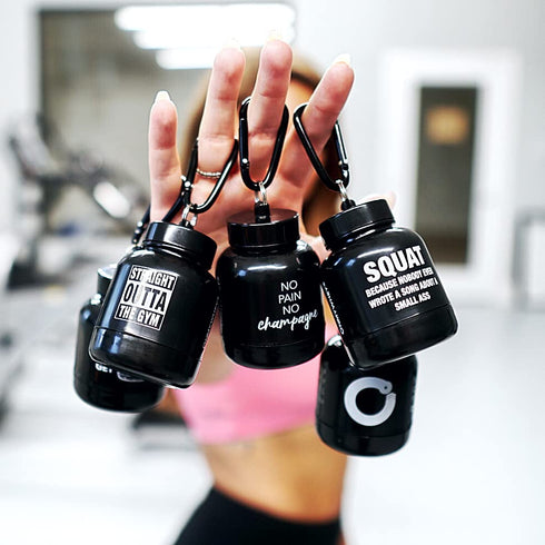 Protein Powder & Supplement Funnel Keychain, Portable To-Go Container for The Gym, Workouts, Fitness, & Travel - TSA Approved, No Pain No Champagn...