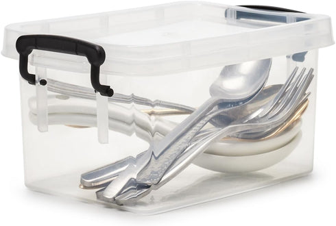 EZOWare Small Clear Plastic Lidded Storage box, 0.7 Quart Small Baskets Organizer Bin Boxes with Lids - 6x4x3 inch, 6 Pack...
