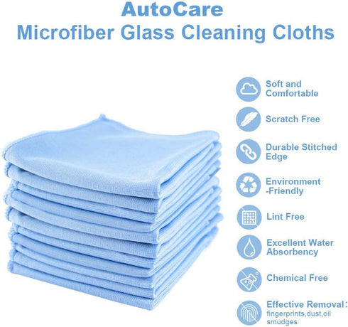 Auto Care Microfiber Glass Cleaning Cloths Towels for Windows Mirrors Windshield Computer Screen TV Tablets Dishes Camera Lenses Chemical Free Lin...