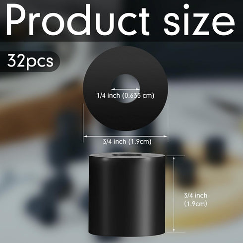 Fabbay Multi Purpose Rubber Spacer Black Rubber Bushings 3/4 Inch OD x 1/4 Inch ID x 3/4 Inch Grommets Rubber Washers for Vibration, Bolts, Home, ...