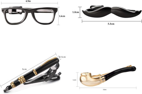 Yoursfs 4Pcs Novelty Tie Clips Set for Men 316L Stainless Steel Cool Unique Tie Bar Pin Set Men's Fashion Jewelry Accessories...