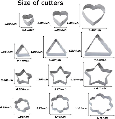 Mini Metal Cookie Cutters Set, Geometric Shapes Cookie Biscuit Cutter Set, Star Flower Hexagon Round Heart Square Triangle Oval Stainless Steel Cu...