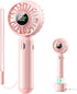 Handheld Fan with ???????????????? Charging Base, 3 Speeds Portable Fan with Digital Display, 2000mAh Battery Operated Hand Held Fan, Handheld/Des...