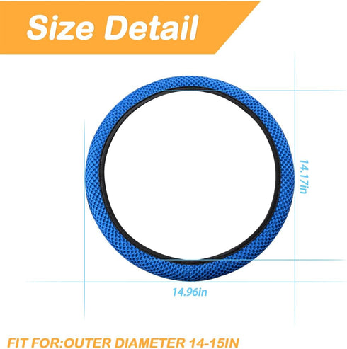 Elastic Stretch Steering Wheel Cover, Microfiber Breathable Ice Silk Auto Steering Wheel Cover, 15 Inch Anti-Slip, Warm in Winter and Cool in Summ...
