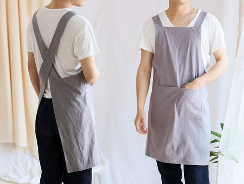 Cotton/Linen Japanese Style Cross Back Aprons Pinafore Dress...