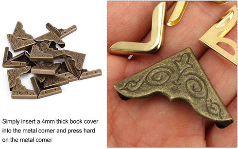 20pcs Bronze Metal Book Corner Guards Scrapbook Photo Album Diary Cover Corner Decorative...