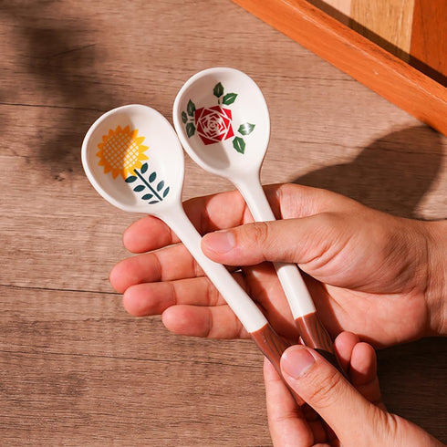 Ceramic Soup Spoons Set Asian Spoons Chinese Japanese Tablespoon for Ramen Pho Wonton Dumplings Miso - Set of 4...