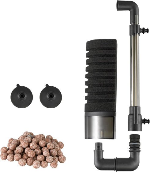 Carefree Fish Aquarium Filter Sponge Fish Tank Quiet Bubble Filter with 3 Sponges and 1 Bag of Filtered Ceramic Balls for Salt Water and Fresh Wat...