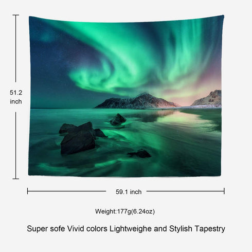 Batmerry Northern Lights Tapestry, Space Beautiful Galaxy Night Starry Image Picnic Mat Beach Towel Wall Art Decoration for Bedroom Living Room Do...