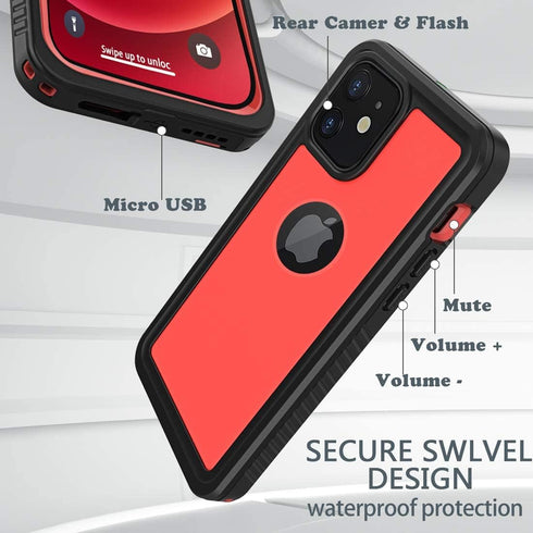 for iPhone 12 Waterproof Case,Waterproof Shockproof Dustproof IP68 Full-Body Hard Case Built-in Screen Protector Underwater Outdoor Waterproof Cov...