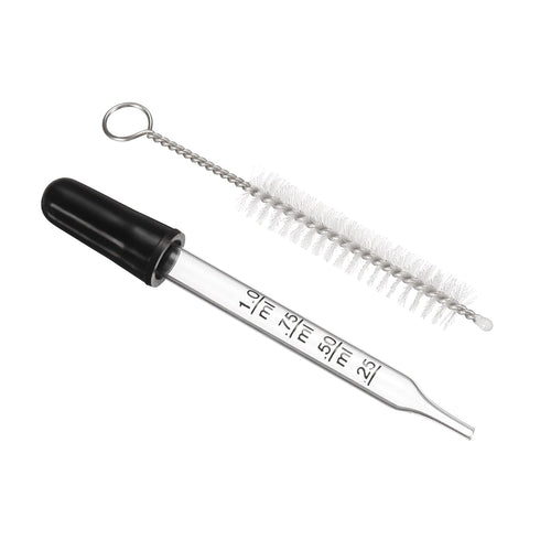 PATIKIL Eye Dropper Kit, 1 Set 1ml Glass Straight Tip Graduated Ear Dropper with Rubber Bulb Cleaning Brush for Transfer Liquids for Dose and Meas...