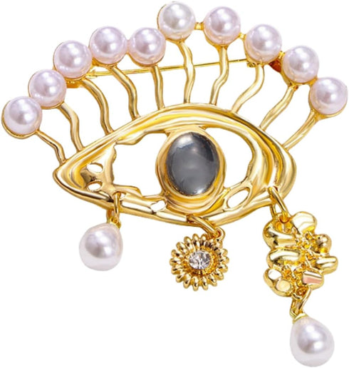 Lucky Charm Evil Eye Brooch pins for women Fashion Abstract Unique Pearl Eye Brooch Pins Pins Crystal Rhinestones Vintage Lapel Pins Christmas Gra...