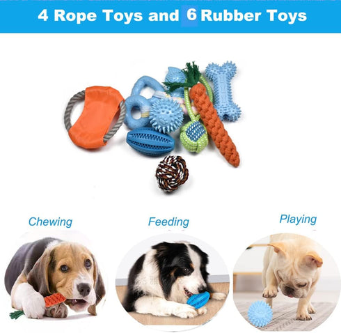 LHYILSWQ 10 Pack Puppy Dog Chew Toys Durable Rope Toys Bean Bone for Small Dog Teething Interactive Training Toys...