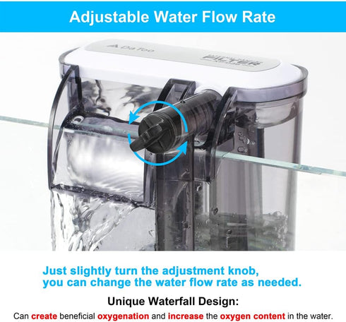 DaToo Aquarium Hang On Filter Small Fish Tank Hanging Filter Power Waterfall Filtration System...