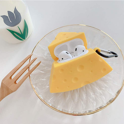 UnnFiko Super Cute Cheese Case, 3D Cartoon Soft Thicken Protective Mini Bag Silicone Creative Airpods Pro Cover with Keychain (Cheese, AirPods Pro...