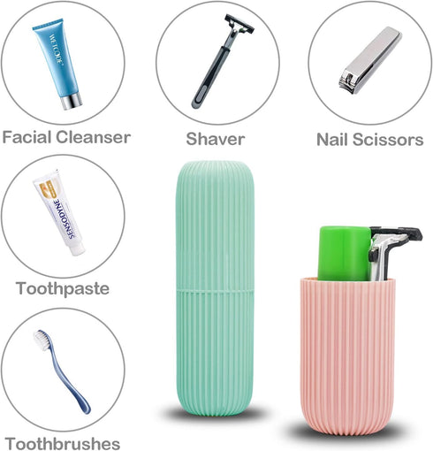 Toothbrush Cup Portable Toothbrush Holder Multifunction Travel Cup Organizer Toothbrush Case and Carrier for Bathroom School Business Trip 2Pack(P...