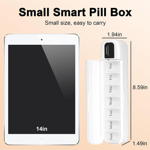 Odaro Smart Weekly Pill Organizer with Alarm - Bluetooth Pill Dispenser 7 Day, Vitamins Pill Box Reminder for Elderly (White)......
