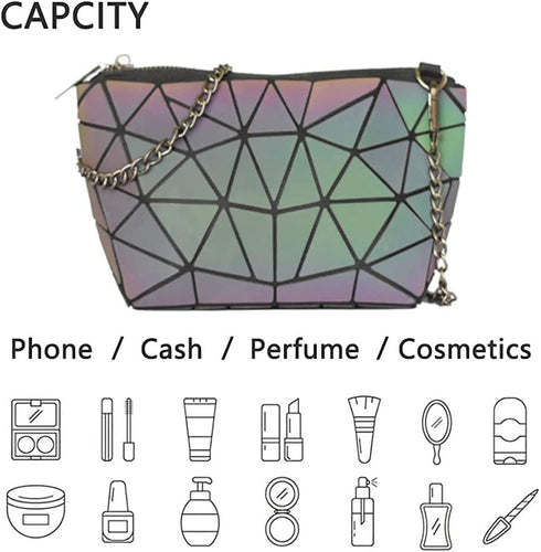 Holographic Laser Shoulder Bag, Geometric Hard Lattice Purses Handbags Reflective Envelope Handbag Luminous Purses Crossbody Bag Tote for Women...