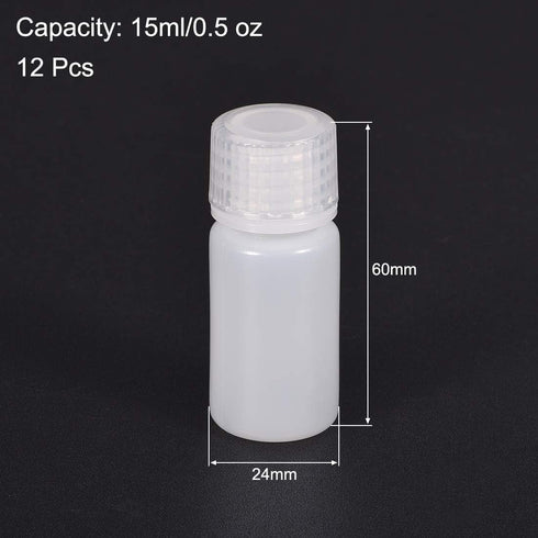 uxcell Plastic Lab Chemical Reagent Bottle, 15ml/0.5 oz Small Mouth Sample Sealing Liquid/Solid Storage Bottles, White 12pcs...